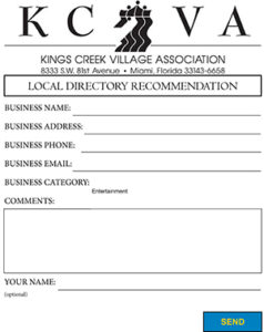 KCVA Directory Form